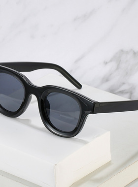 日本portney bell潮牌ins椭圆形男街拍茶绿色墨镜女情侣款搞怪凹