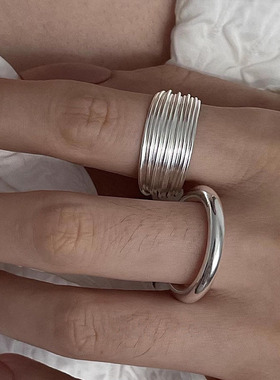 日本portney bells925银多层线条戒指女ins小众设计通勤风简约