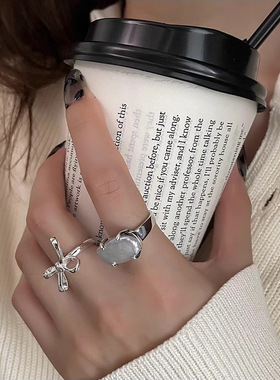 日本portney bells925银蝴蝶结戒指女 小众设计感ins甜美简约