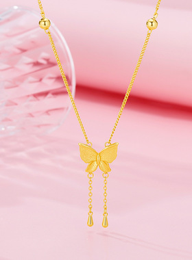 日本portney bell年新款蝴蝶流苏项链色优雅在逃公主吊坠轻奢