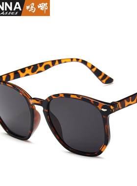 日本portney bell潮流复古框太阳眼镜女士多边形米丁墨镜亮黑色