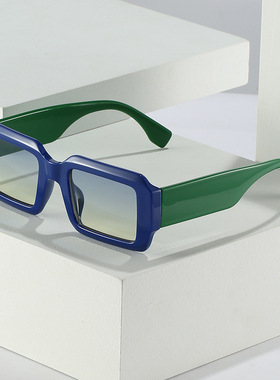 日本portney bell新款欧美方框拼色太阳镜赛博朋克ins素颜墨镜潮