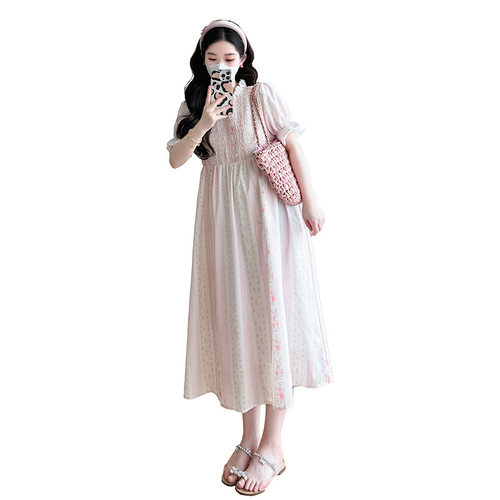 法国cherry kitty夏装条纹碎花孕妇连衣裙时尚可以两面穿休闲 - 图3