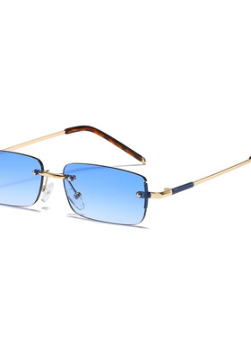 日本portney bell新款无框时尚太阳镜 个性简约小框方形切边点漆