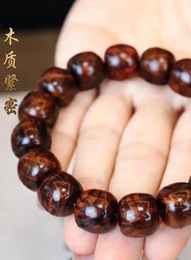 海南黄花梨海黄帝王紫油梨沉水级老型珠1314满水波纹佛珠手串男女