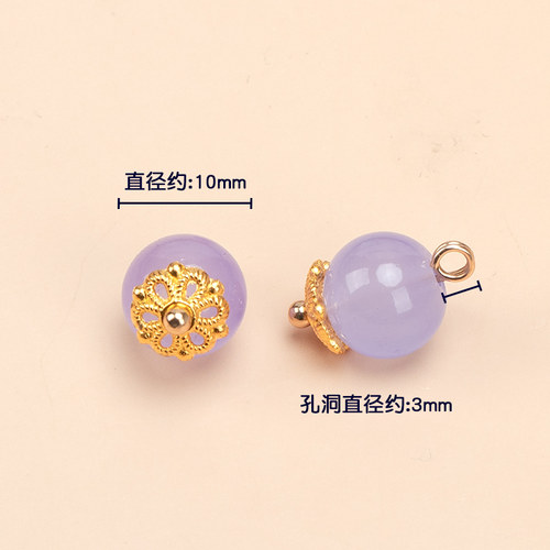 旗袍盘扣扣子新中式圆形仿玉石花托纽扣汉服唐装手工装饰珠扣配件 - 图2
