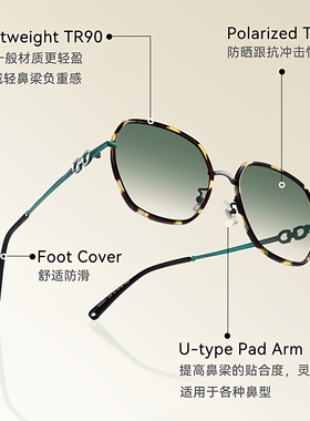 时尚大框妈妈翡翠绿墨镜多边显瘦