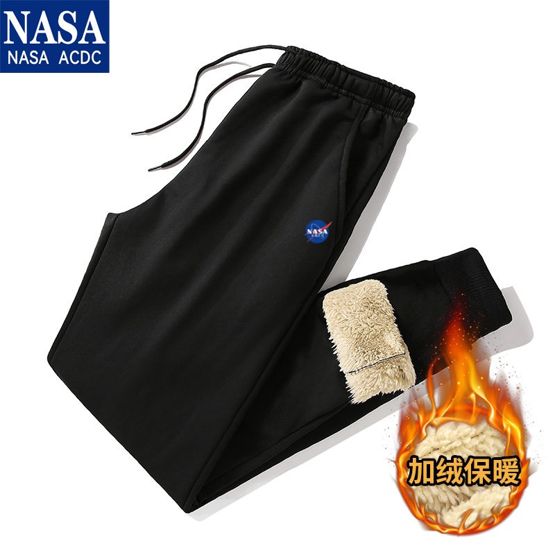 nasa联名加绒男冬季束脚羊羔绒裤子 leebm休闲裤