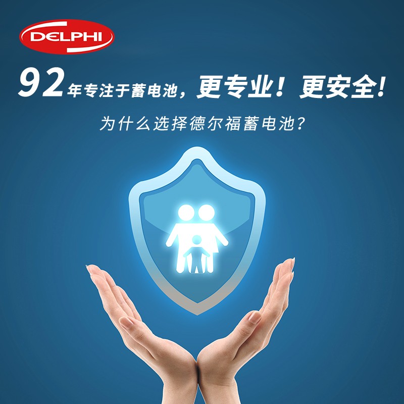 DELPHI德尔福汽车电瓶6-QW-48AH 58-50免维护铅酸蓄电池以旧换新 - 图1