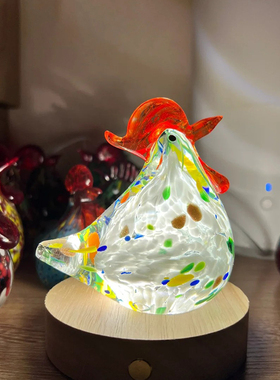 琉璃公鸡摆件手工玻璃彩色工艺品