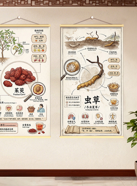 中医馆中药材科普宣传挂画