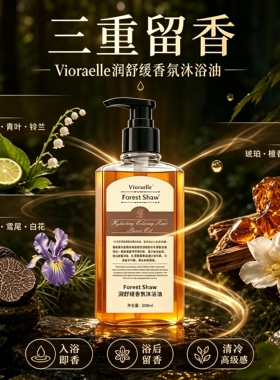 Vioraelle润舒缓香氛沐浴油以油养肤三效合一干皮洗出柔滑伪体香