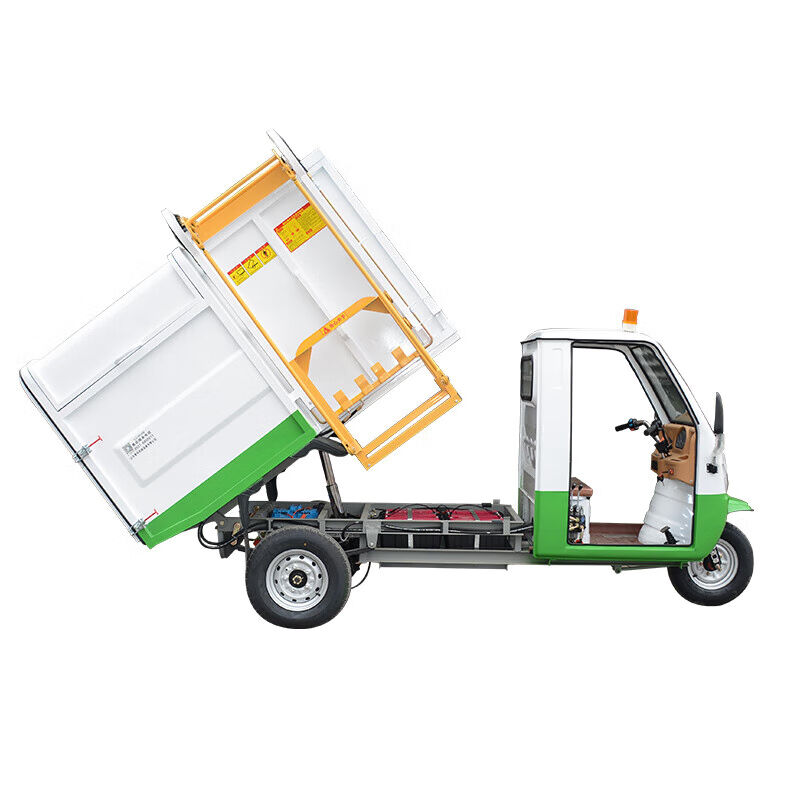 鲁环LH-3.5CG挂桶式垃圾车电动侧装挂桶垃圾车小型3.5方自卸三轮-图0