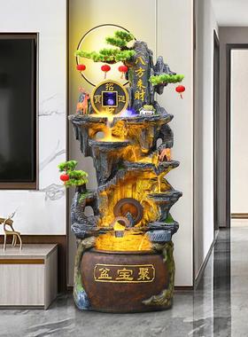 假山流水喷泉客厅鱼缸循环水轮装饰财富风水轮办公室财富落地式摆