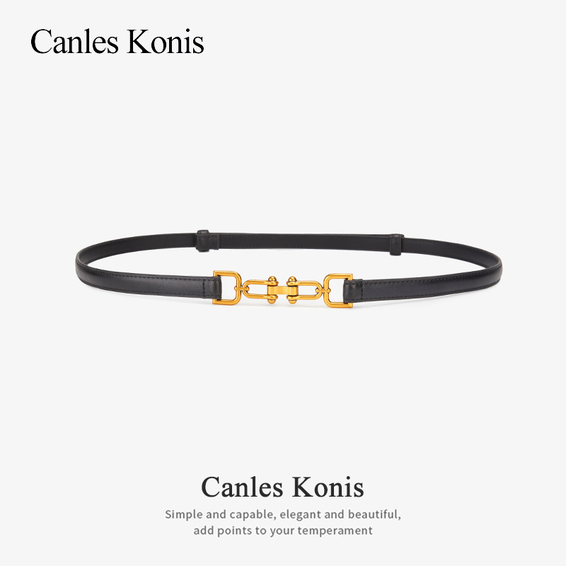 官网小c&k免打孔皮带女款2025新款真皮女士腰带女裤带装饰配裙子