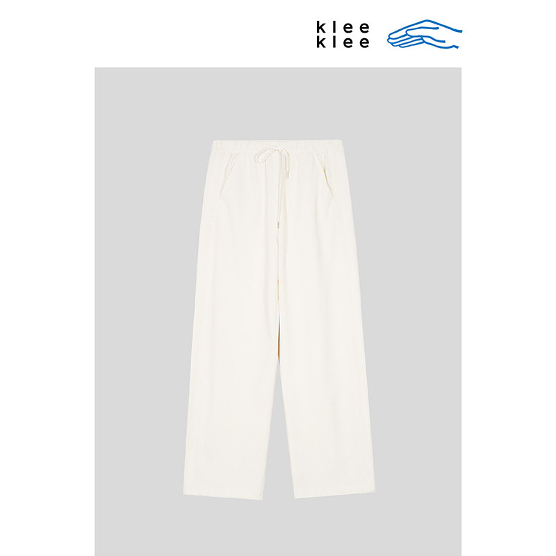 klee klee春女装环保棉毛圈针织布松紧腰运动休闲百搭时髦直筒裤,淘宝优惠券,粉丝福利购,淘宝优惠卷
