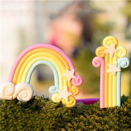 4pcs Rainbow Fairy Garden Miniatures Rainbow Terrarium-图3