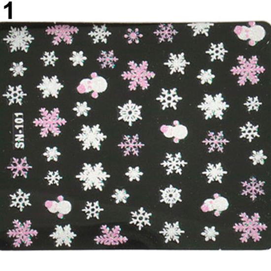 Christmas Snowflakes Snowman 3D Nail Art Sticker Decal Girl-图3