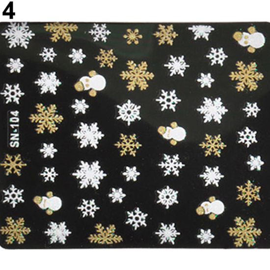 Christmas Snowflakes Snowman 3D Nail Art Sticker Decal Girl-图0