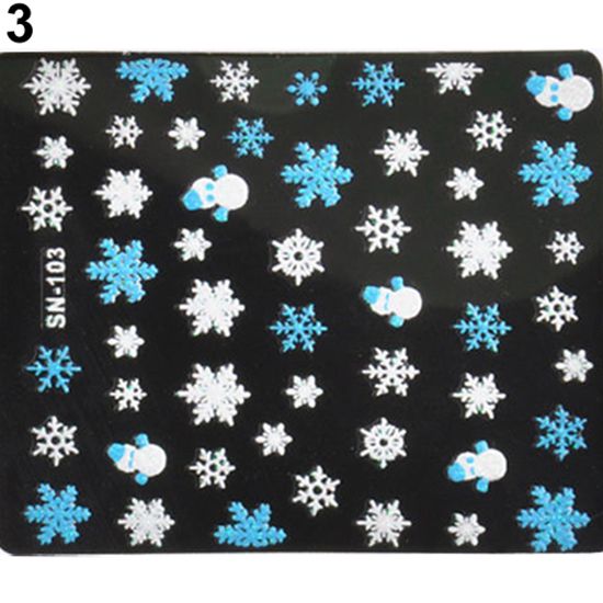 Christmas Snowflakes Snowman 3D Nail Art Sticker Decal Girl-图2