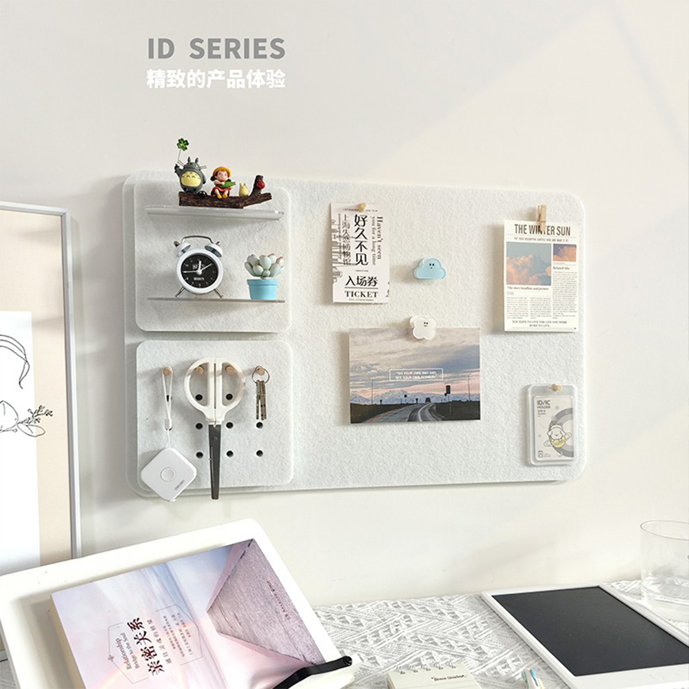 毛毡板照片墙面装饰自粘墙贴毛毡板置物架洞板遮丑免打孔不伤墙 - 图2