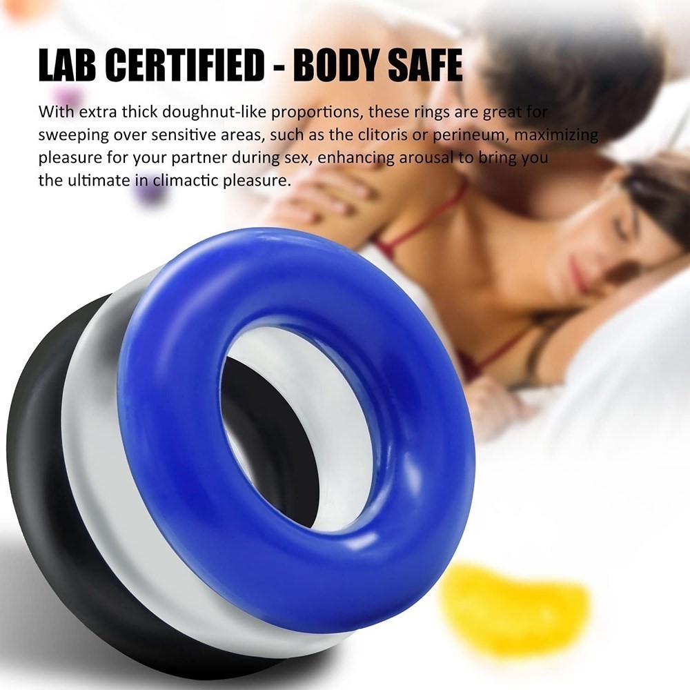 Soft Stretchy Cock Donut Rings Waterproof Silicone Ring Band - 图0