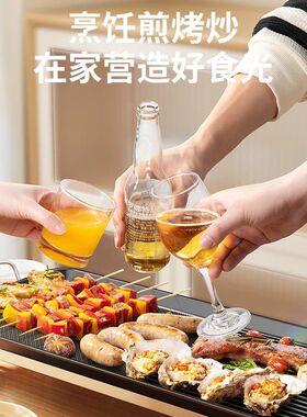 电烧烤炉家用烤肉机电烤盘少烟涮烤韩式多功能室内火锅一体锅烤鱼