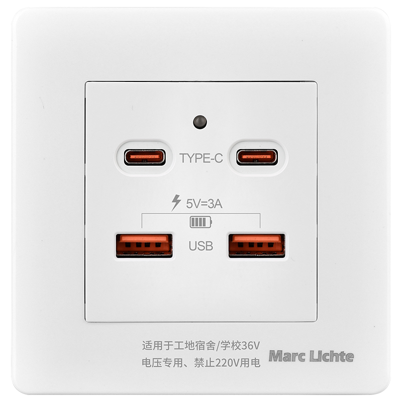 36V伏工地低压15W快充USB+TYPE-C接口宿舍苹果安卓手机充电面板 - 图3