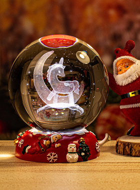 圣诞发光水晶球氛围小夜灯摆件