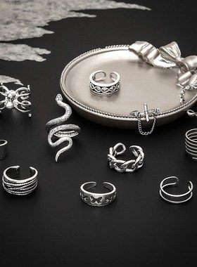 European American Rings Exaggerated Snakeshaped Hollowout Bu