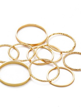 European American 2025 Womens Geometric Open Rings 10Piece S