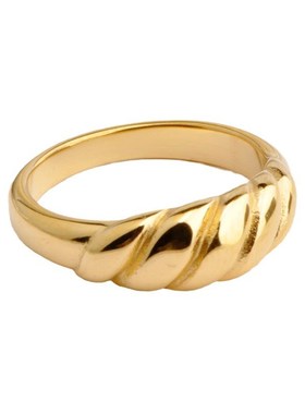 Twisted Thread Ring Golden Croissant Ring Gold Horn Dome Sta