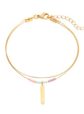 Colorful Bead Fine Chain Titanium Steel Bracelet for Women D