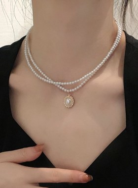 French Retro Imitation Pearl Necklace Womens Light Luxury De
