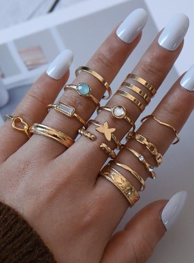 Jewelry Set European Fashion 14PCS Heart Butterfly Diamond R