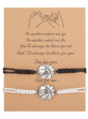 2Pack Basketball Bracelets Black White Mixed Fashion Geometr