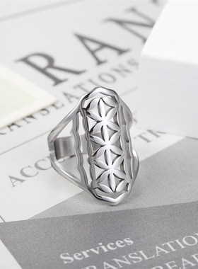 Stylish Womens Plant Titanium Steel Rings Vacuum GoldPlated