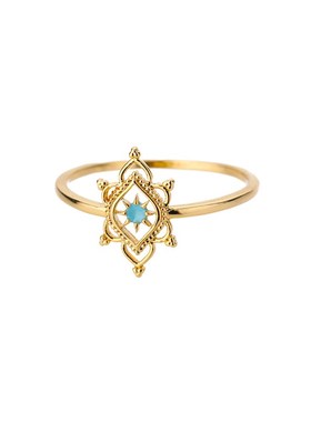 New European Crown Green Ring Doublelayer Hollow Ring with L