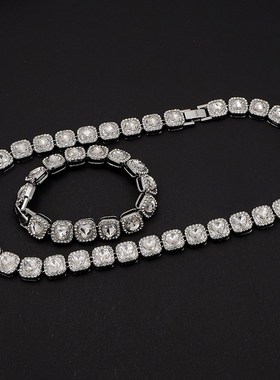 Diamond Cuban Necklace Bracelet Set Hip Hop Fashion F26060