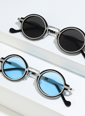 英国chrry koop新欧美复古蒸汽朋克小圆型金属塑料时尚太阳镜