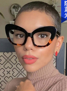 英国chrry koop欧美防蓝光大框猫眼平光镜新款简约眼镜框百搭