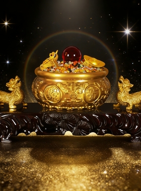 商铺前台聚宝盆摆件店铺装饰家居客厅玄关工艺品开业送礼佳品