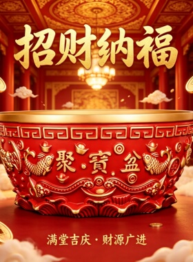 黄铜聚宝盆中式摆件开业乔迁礼