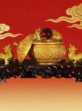 聚宝盆摆件家居客厅装饰玄关电视柜摆设开业乔迁送礼工艺礼品