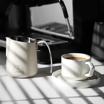 ຖັງກາເຟ latte art, ຈອກສິລະປະ latte ປາກ inclined ຂະຫນາດໃຫຍ່, ຖັງ້ໍານົມສະແຕນເລດມືອາຊີບ, ເຄື່ອງໃຊ້ປາກແຫຼມ, ສິນລະປະ latte artifact