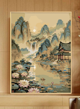 山水风景diy数字油画丙烯装饰画