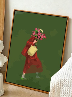 治愈系少女diy数字油画装饰画