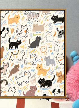 小狗猫咪diy数字油画装饰画