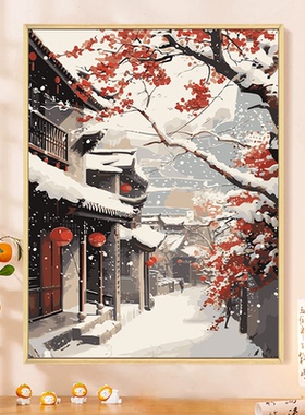 中国风diy数字油画风景装饰画