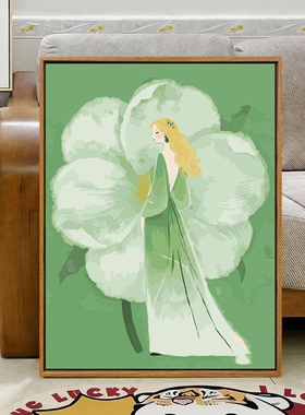 治愈花卉女孩diy数字油画装饰画